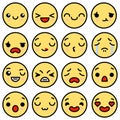 Emoji smiley icons set with different emotions Vector illustration Royalty Free Stock Photo
