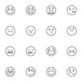 Emoji smiley line icons set