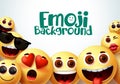 Emoji smiley vector background design. Smiley emoji background