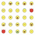 Emoji and smileys filled outline icons set Royalty Free Stock Photo