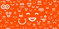 Emoji smileys seamless vector background, endless pattern with emotions icons, simplistic funny wallpaper