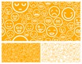 Emoji smileys seamless vector background set, endless pattern with emotions icons. Royalty Free Stock Photo