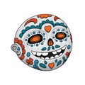 Emoji Smiling Face with Open Mouth. Dia de Los Muertos. Halloween. Vector Illustration