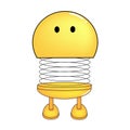 Vector illustration of spiral emoticon with body and legs. Spiral Emoji cartoon doesn't want to say a word.