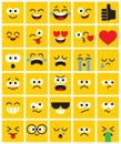 Emoji square pack. Set of funny classic emojis. Flat style