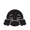 Emoji with steam emoji black vector concept icon. Emoji with steam emoji flat illustration, sign