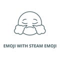 Emoji with steam emoji line icon, vector. Emoji with steam emoji outline sign, concept symbol, flat illustration