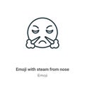 Emoji with steam from nose outline vector icon. Thin line black emoji with steam from nose icon, flat vector simple element
