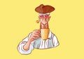 Emoji sticker seaman captain drinking tea, coffee