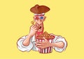 Emoji sticker seaman captain eating popcorn