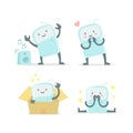 Emoji sticker set Icon. Baby robot toy cute small new robot surprised and shy. Very cute for child toy. Flat color