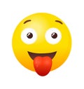 Emoji Stuck Out Tongue. Round fun character for chat, vector illustration