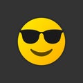 Emoji Sunglasses Smile. Like a boss emoticon symbol isolated on white background. Vector illustration EPS 10