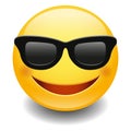 Emoji Sunglasses Smiley. Face Vector Design Art. Emoticon Head Symbol.