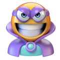 Emoji super villain, emoticon masked as evil character, 3d rendering Royalty Free Stock Photo