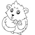 Emoji with a surprised cavy, line drawing,