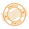 EMOJI, text written on orange postal stamp