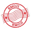 EMOJI, text written on red postal stamp