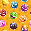 Emoji texture. Seamless pattern with funny colorful emoticon faces. Royalty Free Stock Photo