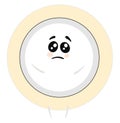 Emoji of a sad white-colored plate vector or color illustration