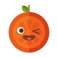 Emoji - winking orange with happy smile. Isolated vector.