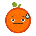 Emoji - worry orange with drop of sweat. Isolated vector.