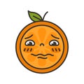 Emoji - worry orange with drop of sweat. Isolated vector.