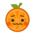 Emoji - worry orange with drop of sweat. Isolated vector.