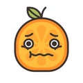 Emoji - worry orange with drop of sweat. Isolated vector.