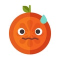 Emoji - worry orange with drop of sweat. Isolated vector.