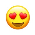 Emoji yellow face red heart eyes and big laugh icon