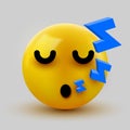 Emoji yellow Sleeping face. Cute Sleeping Emoticon. 3D illustration for chat or message.