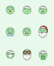 Emoticon graphic vector Funny, idiot zombie face emotion.