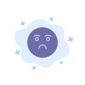 Emojis, Emotion, Feeling, Sad Blue Icon on Abstract Cloud Background