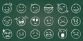 Emojis faces icon in hand drawn style. Doddle emoticons vector illustration on isolated background. Happy and sad face sign Royalty Free Stock Photo