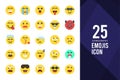 25 Emojis Flat icon pack. vector illustration