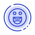 Emojis, Happy, Motivation Blue Dotted Line Line Icon