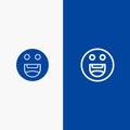 Emojis, Happy, Motivation Line and Glyph Solid icon Blue banner Line and Glyph Solid icon Blue banner