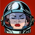 Emoticon anger Emoji face woman astronaut retro