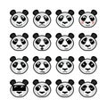 Emoticon Animals Panda Set Royalty Free Stock Photo