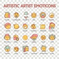 Emoticon artistic artist vector emoji Smile icon set for web