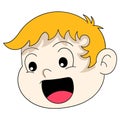 Emoticon baby boy blonde head laughing