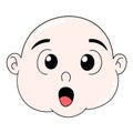 Emoticon baby boy head being surprised gape open mouth