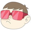 Emoticon baby boy head wearing cool red glasses