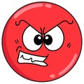 Emoticon ball with an expression of restraining anger, doodle kawaii. doodle icon image