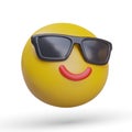 Emoticon in black glasses is smiling with satisfaction. Cool dude Royalty Free Stock Photo