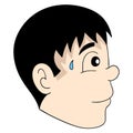emoticon boy head expression scared worried face Royalty Free Stock Photo