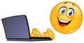 Emoticon with computer Royalty Free Stock Photo