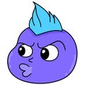 Emoticon of a creature`s head with a pouty facial expression, doodle icon image