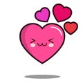 Emoticon cute love heart cartoon character icon kawaii Flat design Vector
